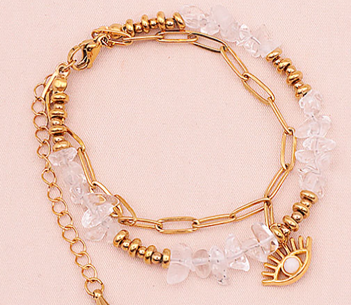 Bracelet Horus doré cristal de roche