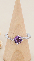 BAGUE FINE ARGENT 925 AMETHYSTE FACETEE