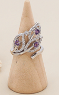 BAGUE ARGENT 925 AMETHYTE FEUILLE