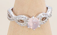 BAGUE INFINI ARGENT 925 RHODIÉ QUARTZ ROSE