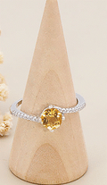 BAGUE FINE ARGENT CITRINE FACETEE