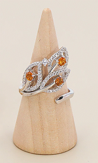 BAGUE CITRINE FACETEE FEUILLE