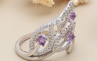 BAGUE ARGENT 925 AMETHYTE FEUILLE