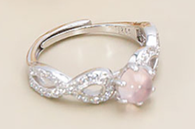 BAGUE INFINI ARGENT 925 RHODIÉ QUARTZ ROSE