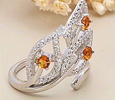 BAGUE CITRINE FACETEE FEUILLE