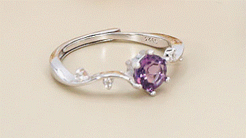 BAGUE POINTE DIAMANT ARGENT AMETHYSTE FACETEE