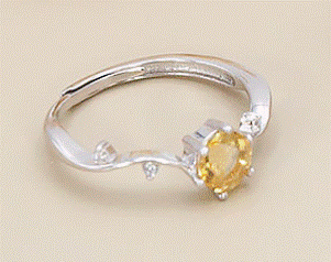 BAGUE POINTE DIAMANT CITRINE FACETEE