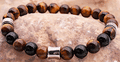 BRACELET ARGENTE ONYX, OEIL DE TIGRE