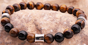 BRACELET ARGENTE ONYX, OEIL DE TIGRE