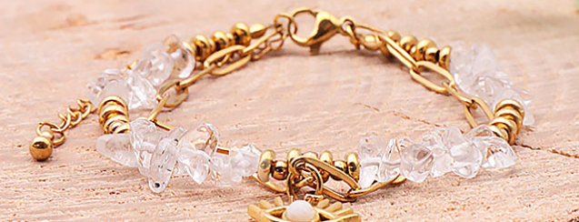 Bracelet Horus doré cristal de roche