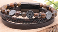 BRACELET KORU CUIR BRUN OEIL DE TIGRE