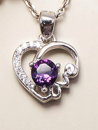 PENDENTIF LOVE ARGENT AMETHYSTE