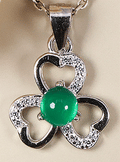 PENDENTIF TRÈFLE ARGENT CHRYSOPRASE